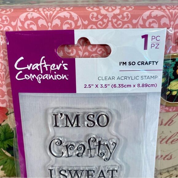 Crafter's Companion Clear Acrylic Stamp NWT I'm So Crafty 1 Piece Handmade Cards - Picture 2 of 4